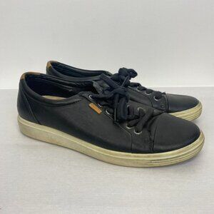 Ecco Black Leather Lace Up Sneakers